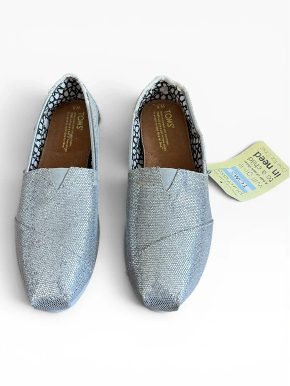 Silver Glitter Toms Size 8 New AS IS
